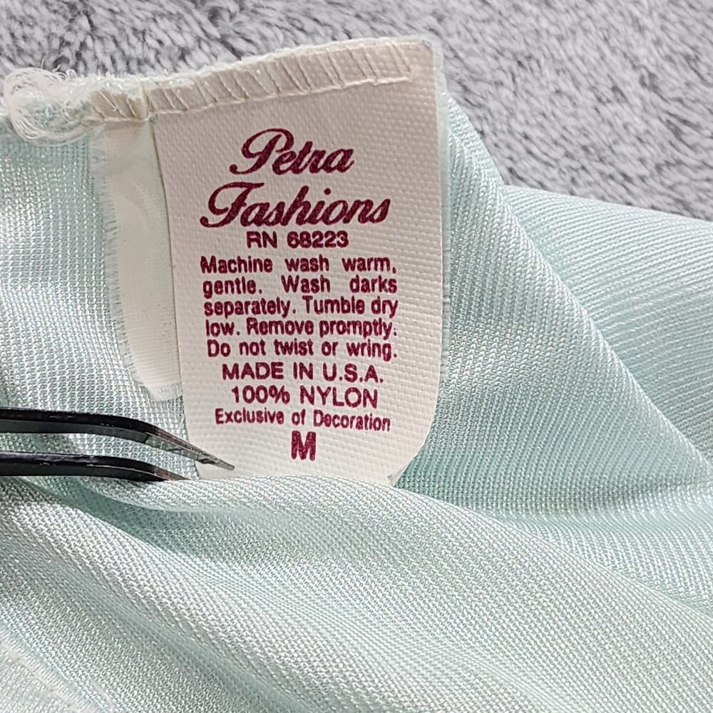 Vintage 60s‎ Petra Fashions Silky Nightgown Size M Baby Blue White Nylon Chemise - Picture 3 of 7